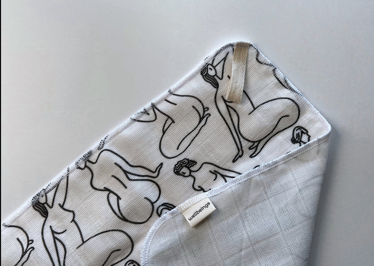 Organic Muslin Cotton Face Cloth with Line Drawing Ladies