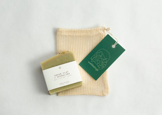 Green Clay and Spirulina Soap and Pouch Set