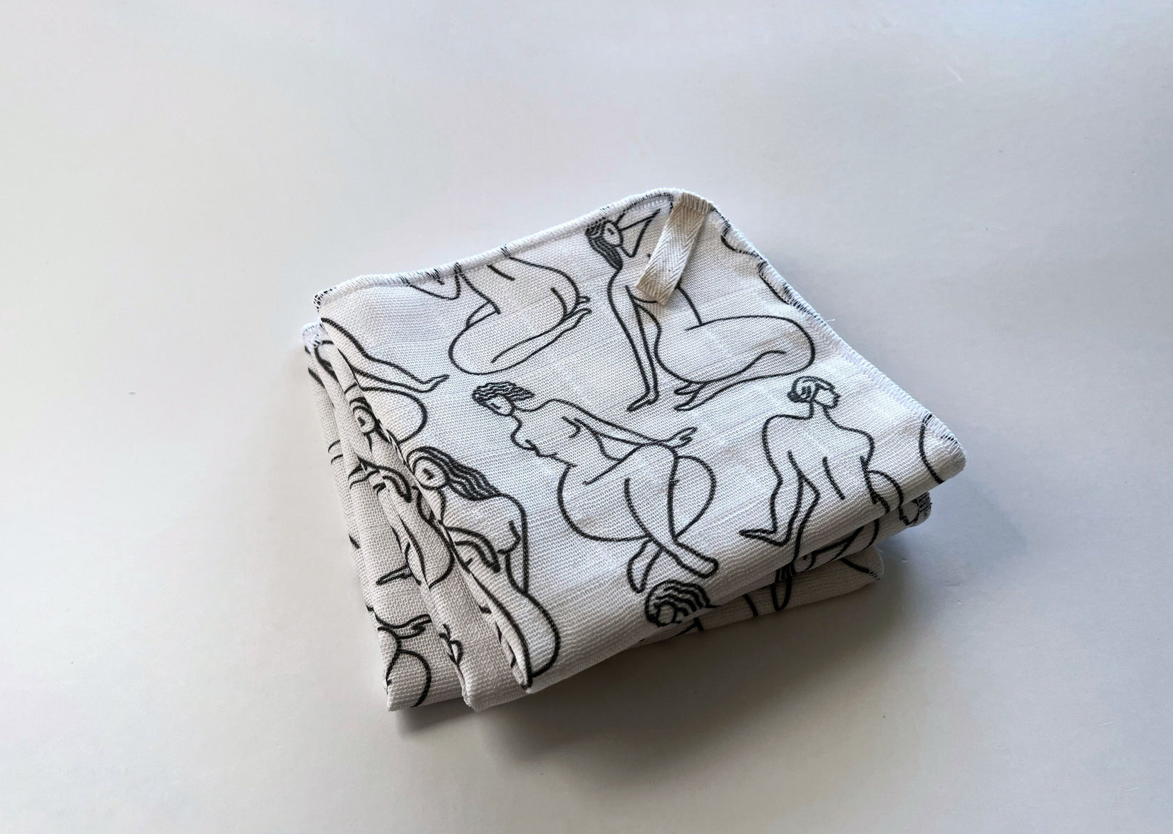 Exfoliating Muslin Face Cloth Line Figures Pattern Zero Waste