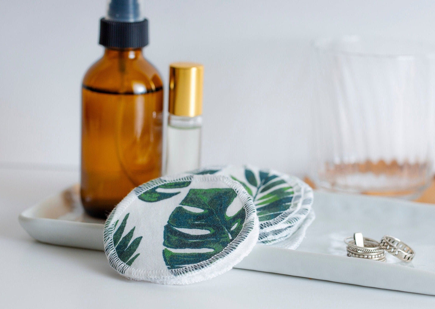 organic cotton facial rounds monstera leaf