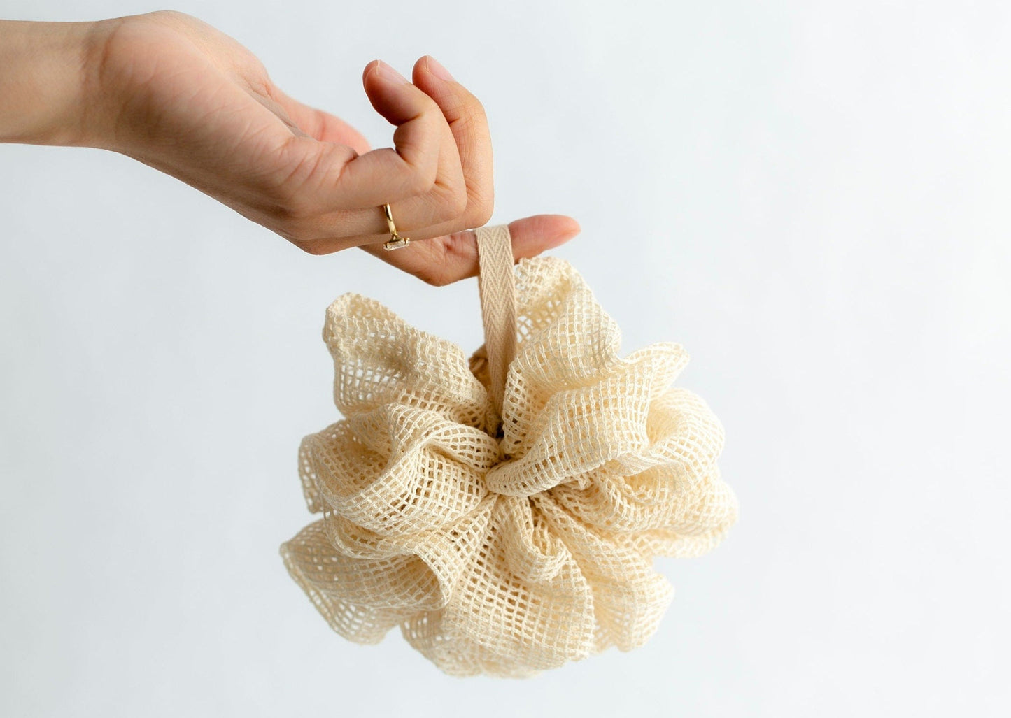 reusable cotton shower pouf